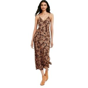 Nili Lotan Target‎ Dress Brown Paisley Midi Slip Dress Small S Transitional Fall
